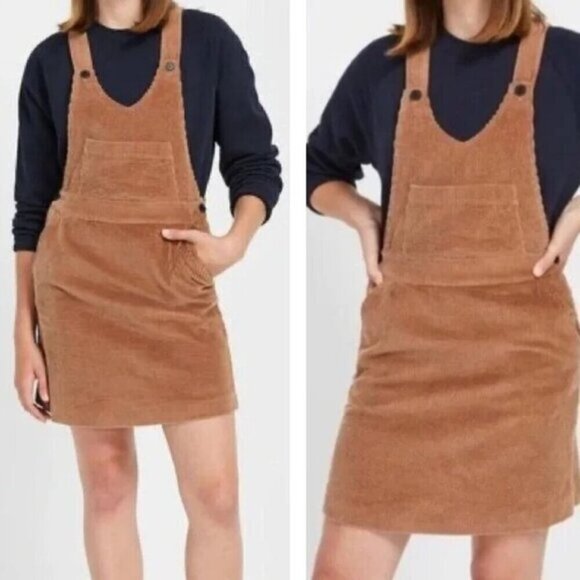 Frank & Oak Dresses & Skirts - Frank And Oak Tan Corduroy Pinafore Womens Dress Small